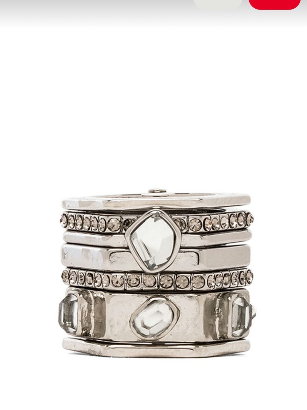 Silver Crystal Stackable Statement Rings - Women Jewelry